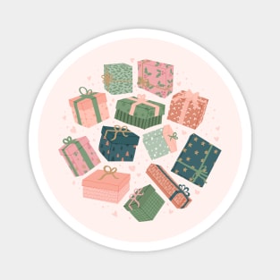 Christmas Gifts in Pink & Green Magnet